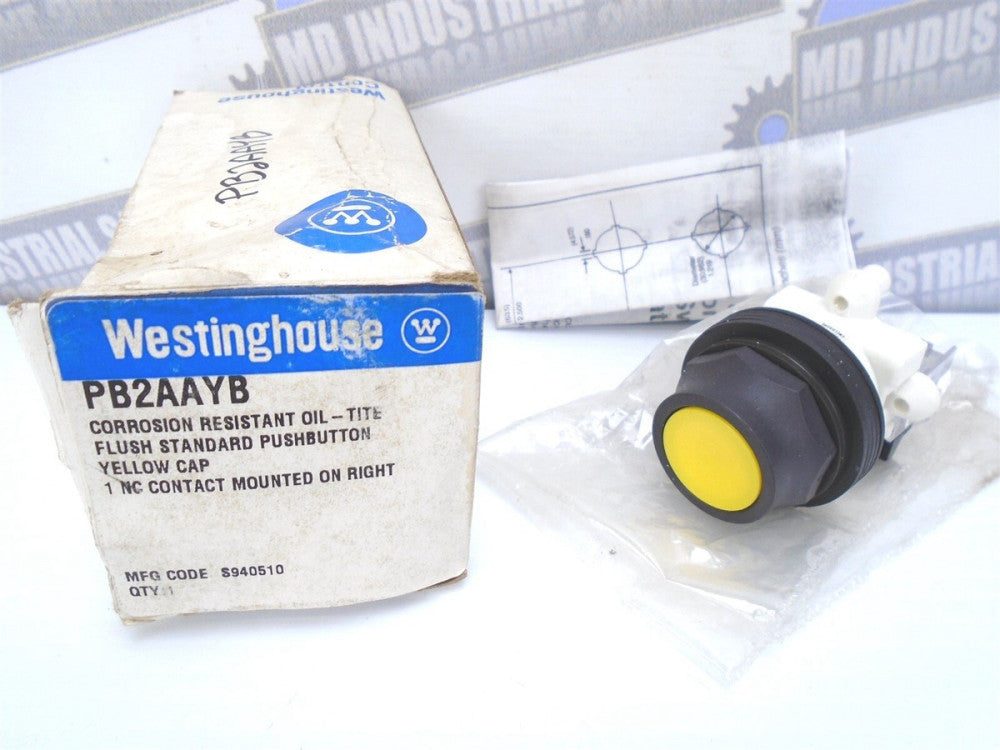 Westinghouse - PB2AAYB - Flush - YELLOW Standard Push Button - OIL TITE - (NEW)