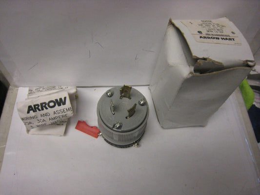 6202 Arrow Hart Locking Plug, 20A, 125V, 2-Pole, 3-Wire GRD, Cord Dia: .375-1 