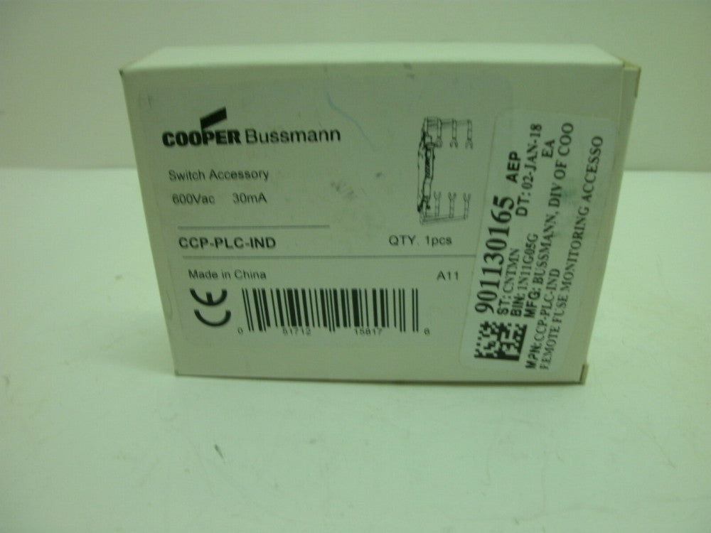 COOPER BUSSMANN CCP-PLC-IND REMOTE FUSE MONITORING ACC 600Vac 30mA NEW IN BOX