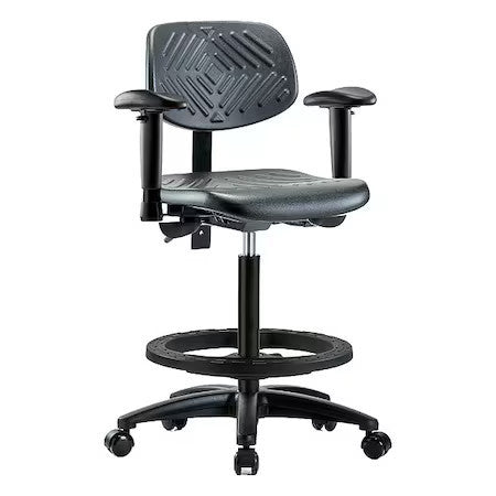 Zoro Select Br-Phbch-Rg-T0-A1-Bf-Rc-Blk High Bench Chair Ergonomic Chair,