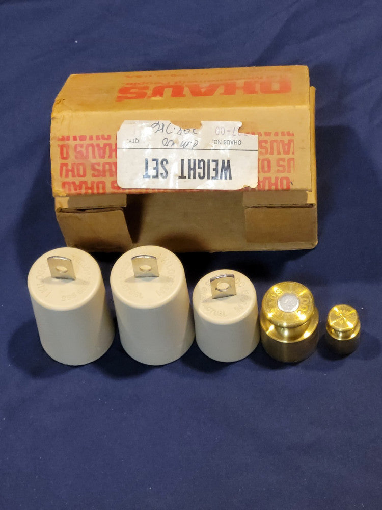 Ohaus Six Piece Metric Weight Set In Original Box Ceramic And Brass