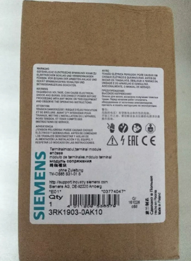 One New SIEMENS 3RK1903-0AK10 PLC Termination Module for ET200S Direct Starter