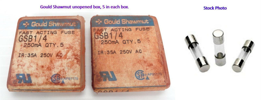  (Lot of 10) Gould Shawmut GSB1/4 FAST ACTING 35A, 250V AC (NEW in BOX)