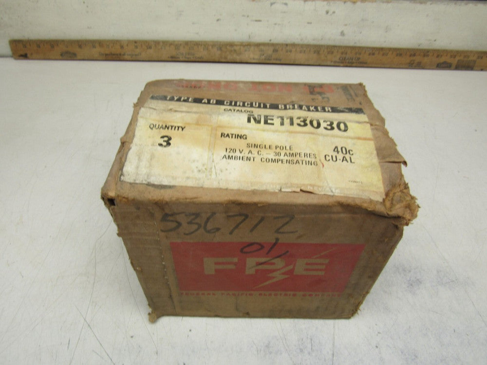CASE OF 3QTY FPE FEDERAL PACIFIC CIRCUIT BREAKER 1-POLE 30AMP 120V NEW IN BOX !!