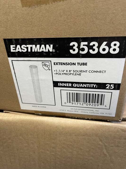 (25 Pc Case) Eastman 35368 PVC Extension Tube 1-1/4-inch x 8-inch *SHIPS FREE*