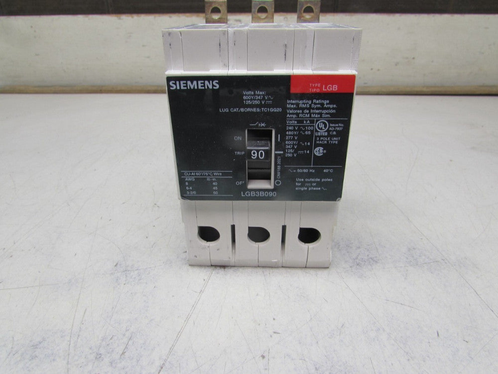 SIEMENS  LGB3B090 ,CIRCUIT BREAKER,   3P / 90A /600V  GOOD TAKEOUT! MAKE OFFER!