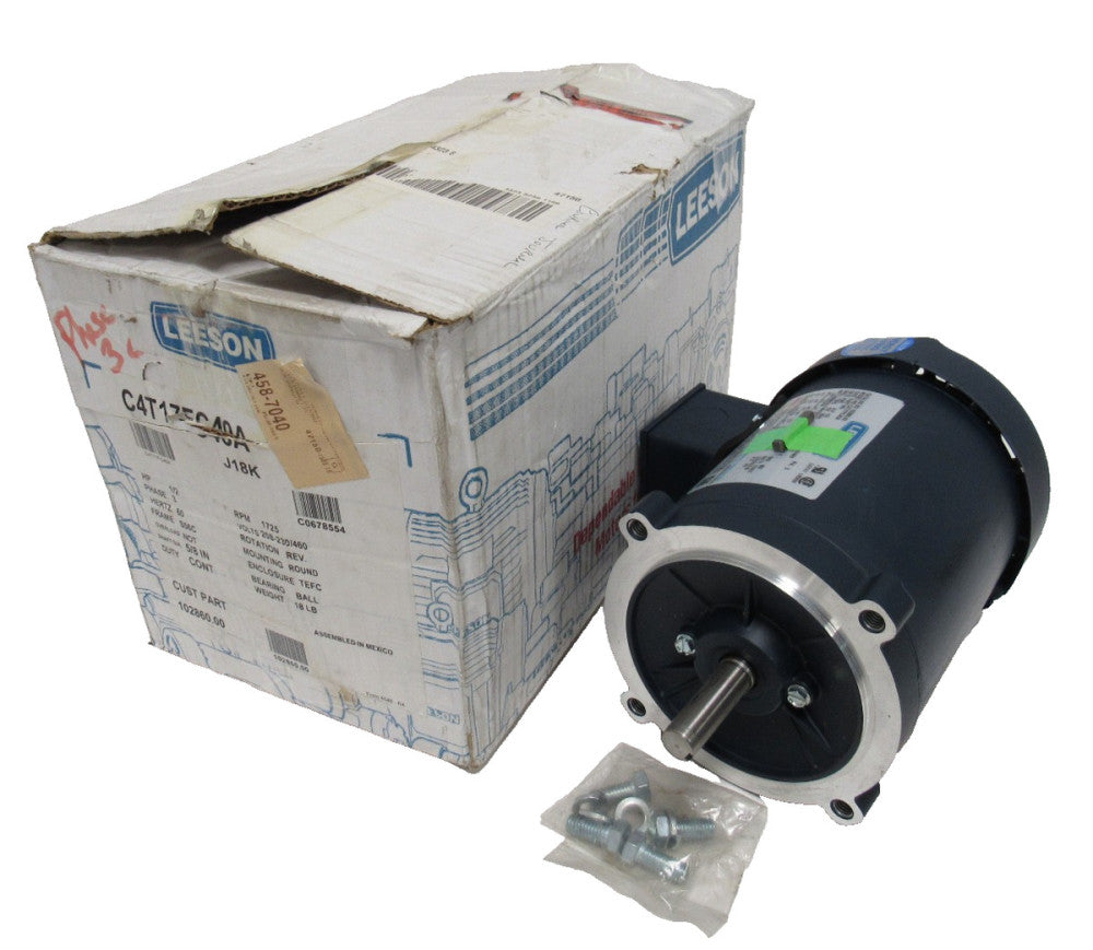 NEW LEESON 102860.00 MOTOR 1/2HP 1725RPM 5/8" DIA. 208-230/460V