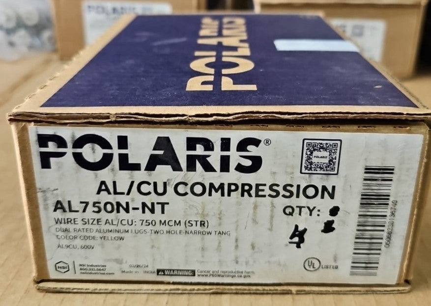 AL750N-NT Lugs AL/CU Yellow Dual Rated Compression Aluminum BOX OF 4