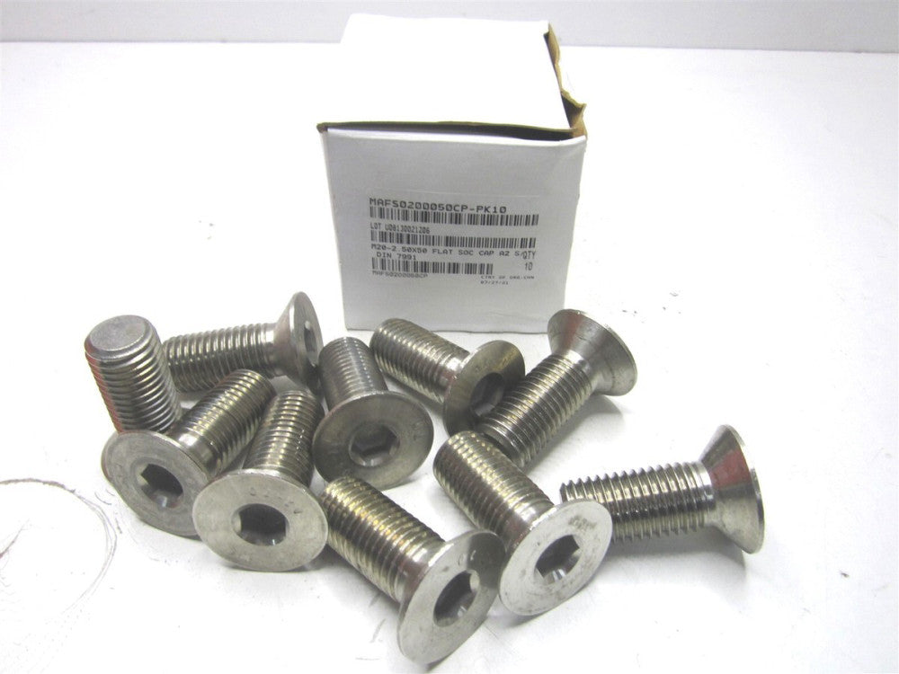 (FHS1X2050-010BX) M20x2.5 A2 Stainless Steel Flat Socket Cap Screw - Lot of 10