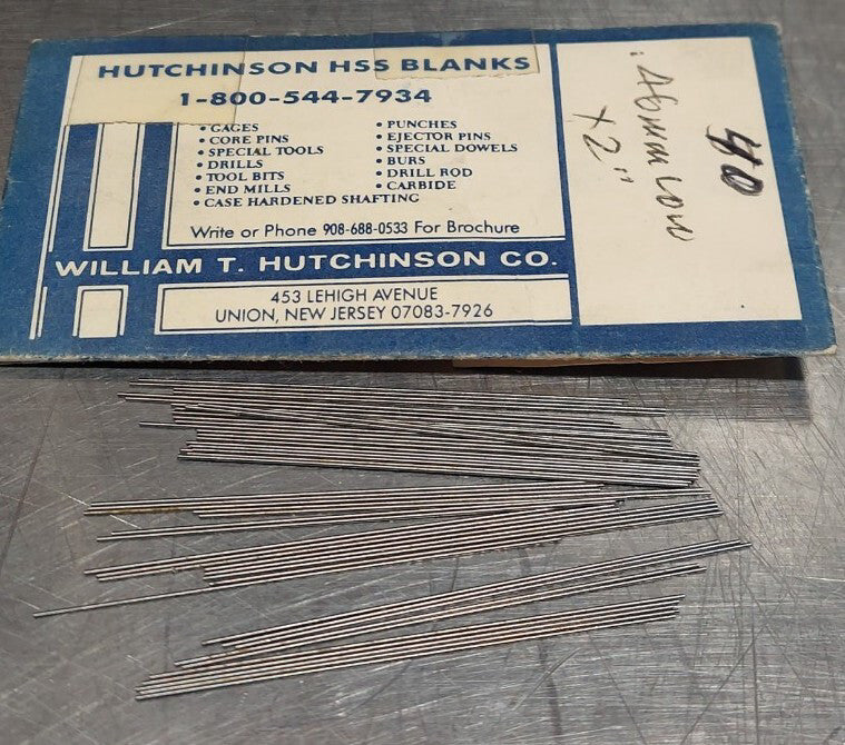 Lot Of 44 - USA Hutchinson .46mm x 2" Low Drill Blank Reamer Pin Gage Drill Tool