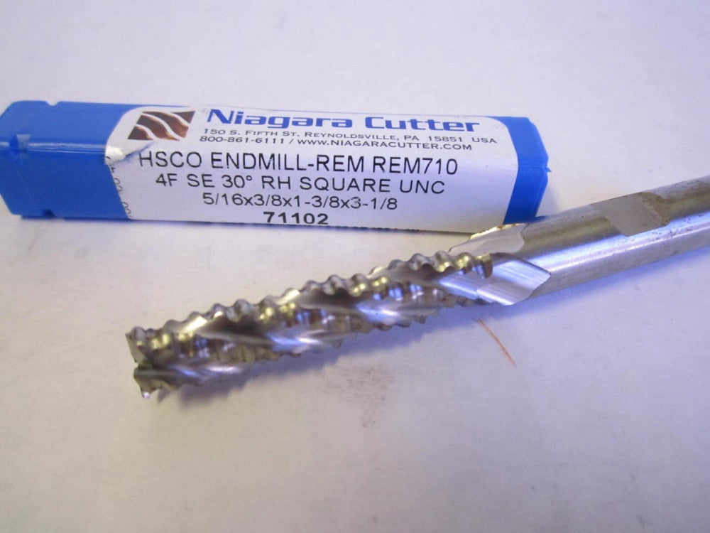 Niagara ( 71102) 5/16" x 3/8" x 1-3/8" x 3-1/8" OAL HSCO 4-Flute Square Endmill 