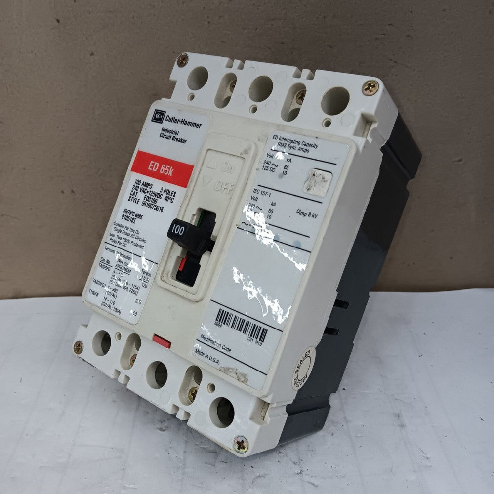 NEW EATON FD3100 CIRCUIT BREAKER 100 AMP 3 POLE 240 VAC 65kA