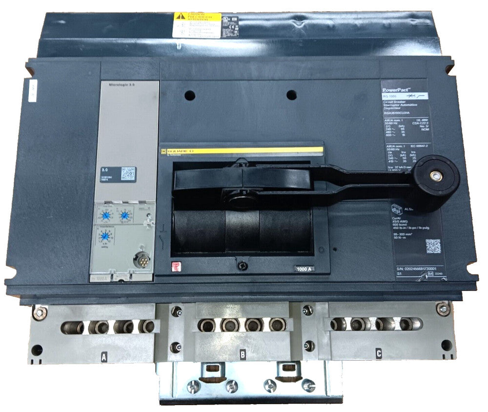 New Square D 1000 Amp I-Line Circuit Breaker 600 VAC 3 Pole  RGA36100CU31A