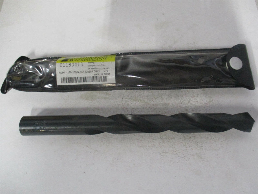 (01180413) 41/64" x 7-1/8" OAL 118° Spiral Flute High Speed Steel Jobber Drill 