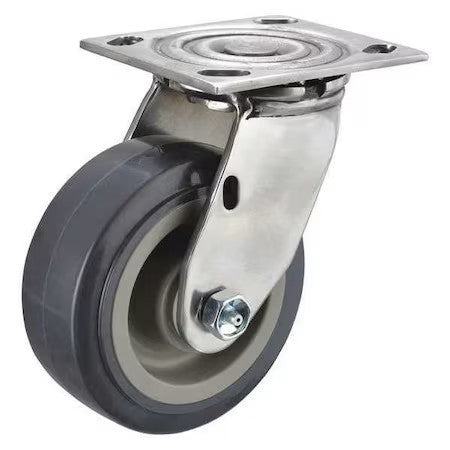 Zoro Select P21sx-Up050d-14 Swivel Plate Caster,750 Lb.,Delrin,Gray