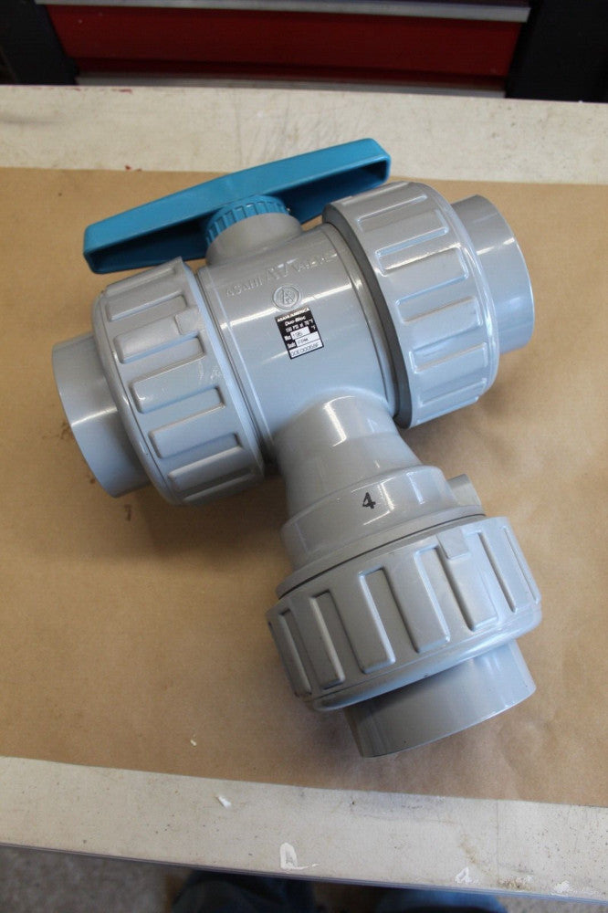 Asahi Duo-Bloc 3" CPVC 3 Way True Union Ball Valve 150 PSI FPM Seals