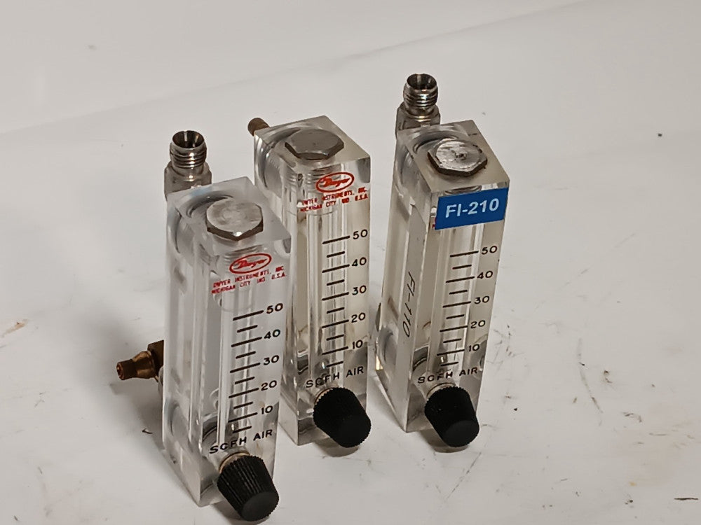 Lot of 3 Dwyer VFA-7-BV 5-50 SCFH Visi-Float Acrylic Air Flow Meter 100 PSIG Max
