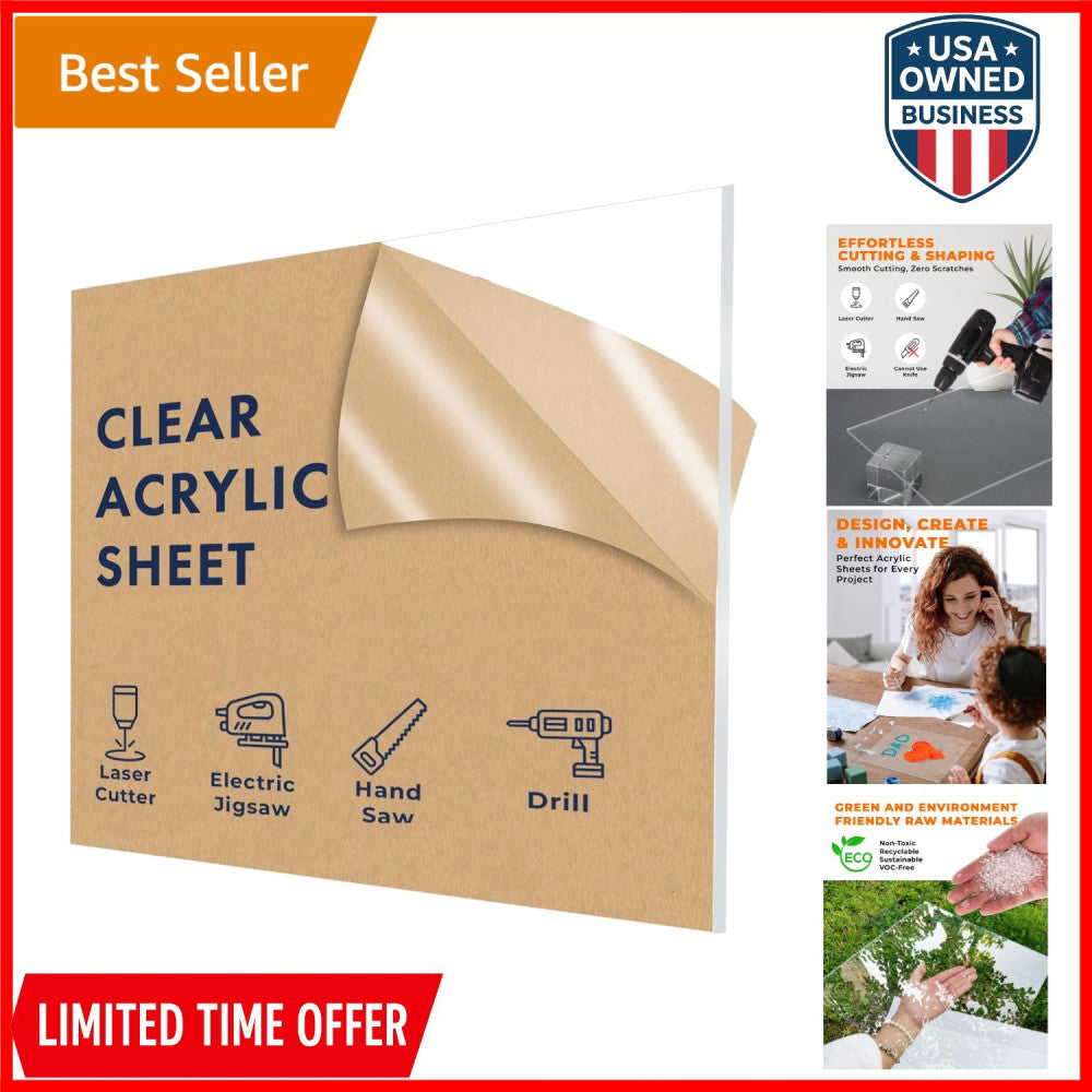 Plexiglass Sheet Clear 12x36 inch 1/16 inch thick for DIY crafts displays