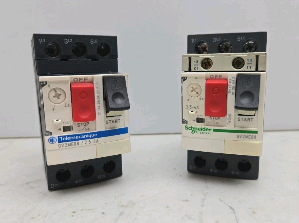 2 Pack Schneider Electric Telemecanique GV2ME08 Motor Circuit Breaker 2.5-4 Amps