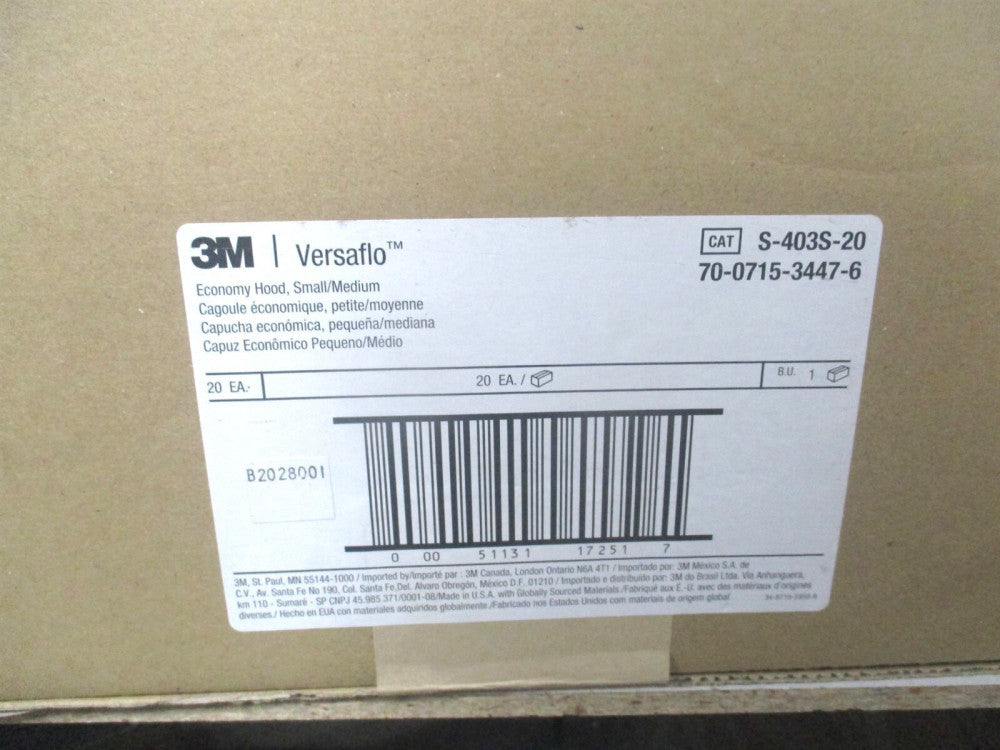 3M (S-403S-20) Size S/ M Versaflo Fabric Hood with Shoulder Coverage - Box of 20