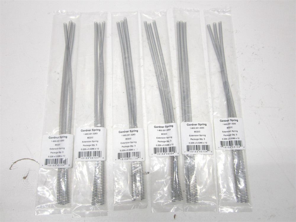 Gardener Spring (8E22C) 0.229" x 0.0286" Extension Spring 3ct. - Lot of 6