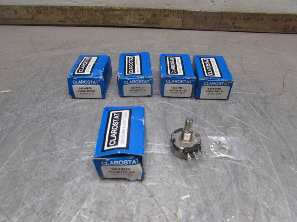 5- CLAROSTAT 53C31MEG ,LINEAR POTENTIOMETER, RV4NAYSD105A, 1Meg NIB! MAKE OFFER!