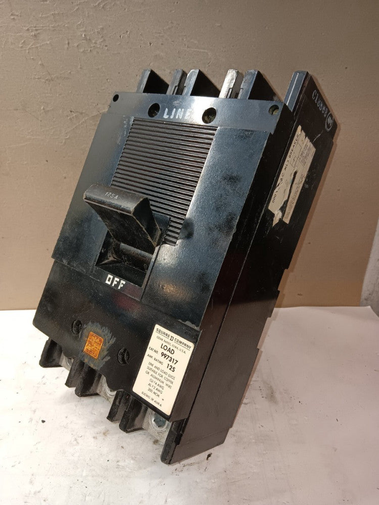 SQUARE D 997317 CIRCUIT BREAKER 125 AMP 3 POLE 600 VAC