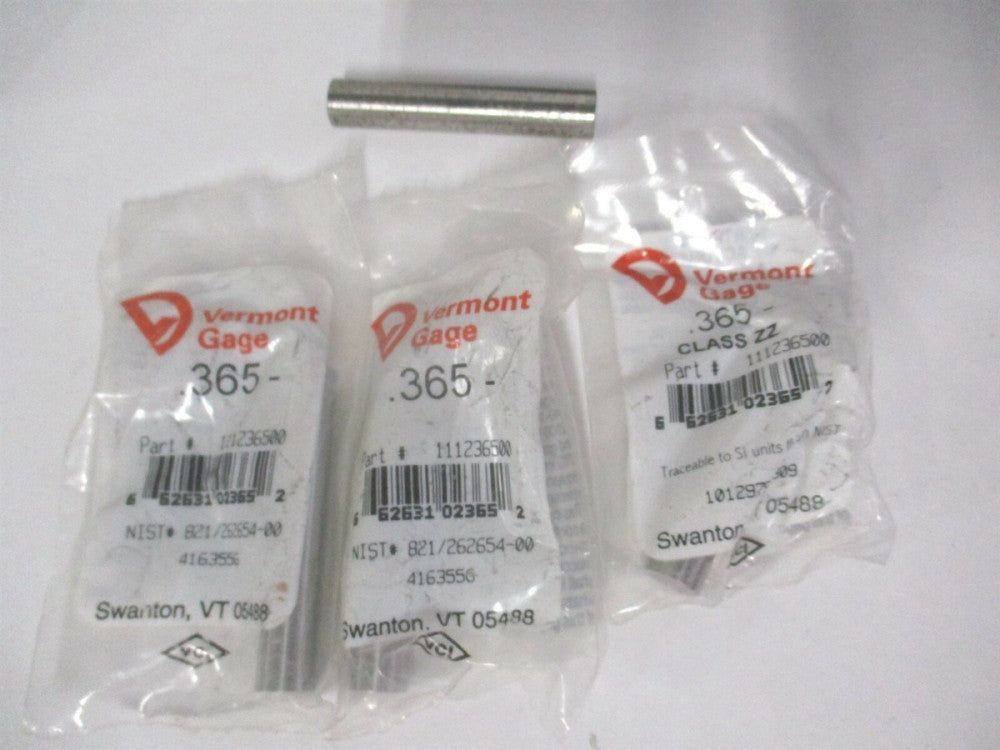 Vermont Gage (111236500) 0.365" Diam Class ZZ Minus Plug & Pin Gage - Lot of 4 