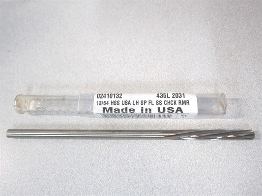 (435L-0.2031) 13/64" x 1-1/4" x 5" OAL High Speed Steel 6Fl LH Chucking Reamer 