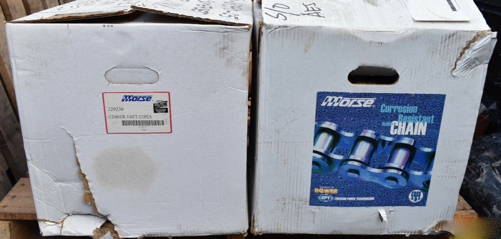 2 Boxes Morse 2" 200' Single Strand Riveted Roller Chain  329230 C2080HR