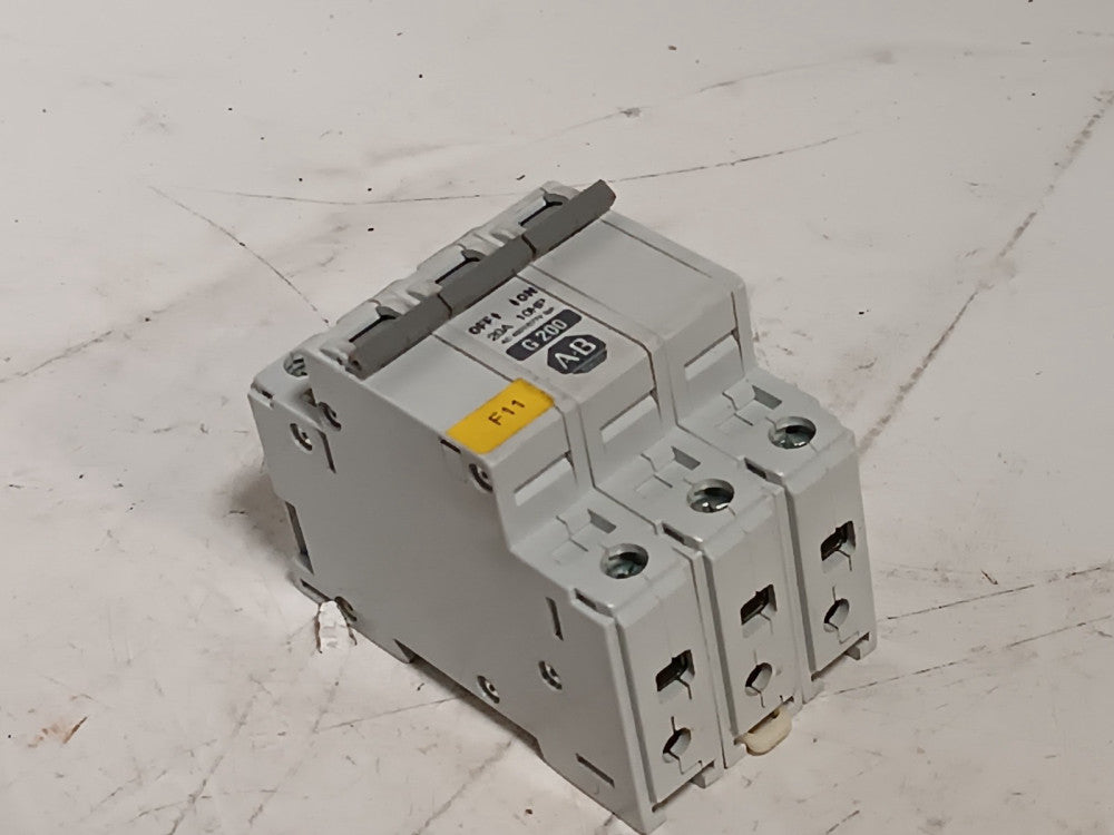 Allen Bradley 1492-CB3-G200 20 Amp 3 Pole Din Rail Mount Circuit Breaker