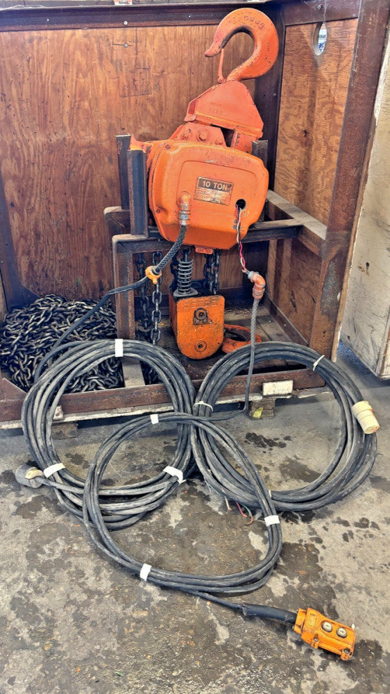 HARRINGTON/BEEBE 10 TON CHAIN HOIST MODEL LE5S100H 80 FT REACH/LIFT 320 FT CHAIN