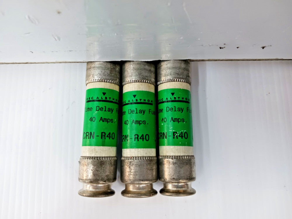 LOT OF 3) GEC ALSTHOM 40 AMP TIME-DELAY FUSE 250 VAC CRN-R40