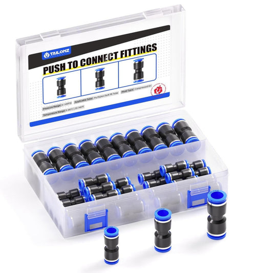 30 Pcs Push Connect Air Line Fittings – Quick Connectors for 1/4 5/16 3/8 Tube