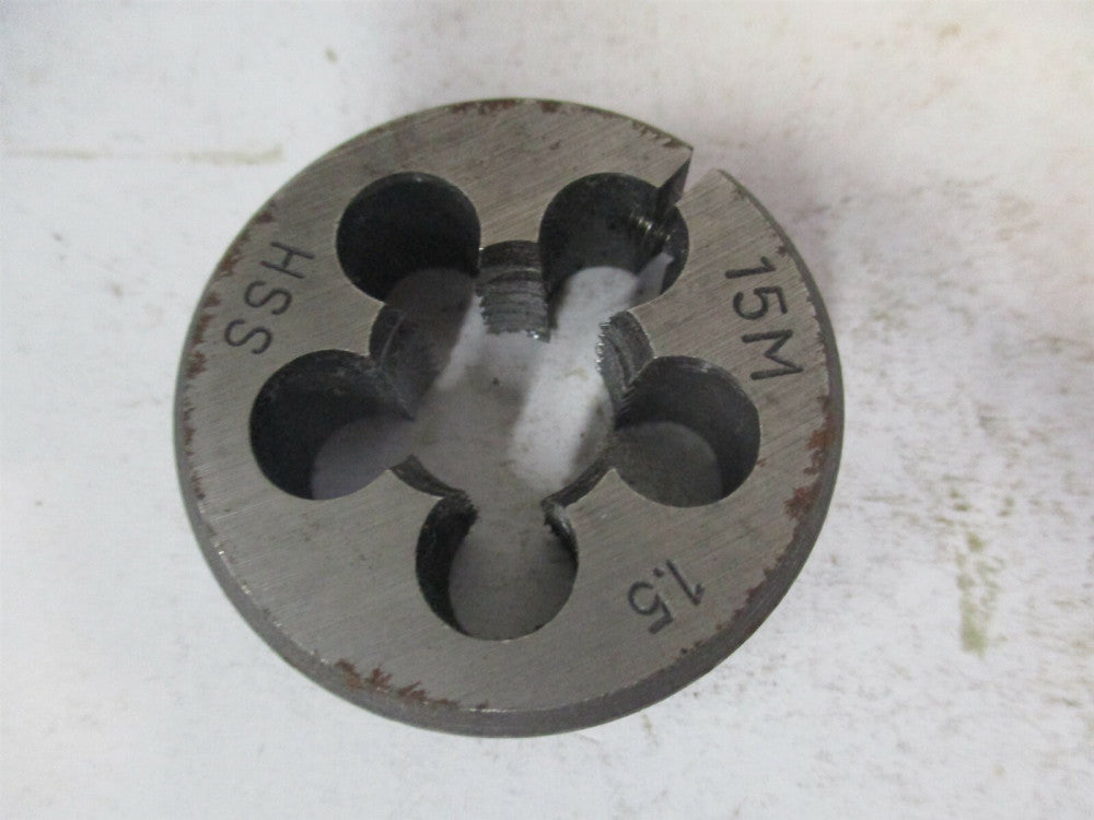 (111-15150) 15M-1.5 High Speed Steel Round Adjustable Screw Die 