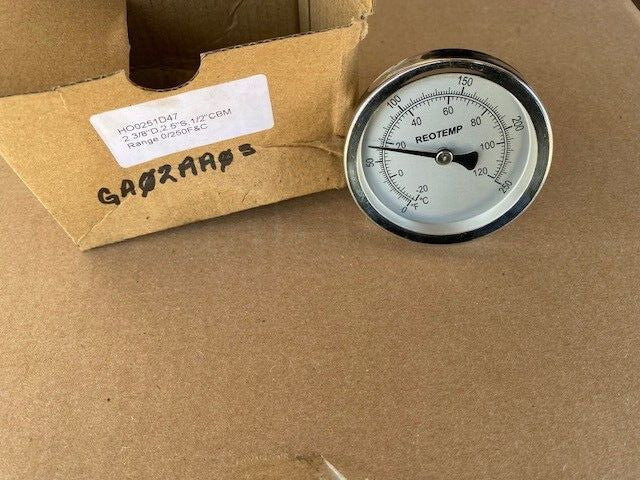 Reotemp Gauge GA02AA03 Model H 2-3/8” Dial 2-1/2” Stem 1/2” NPT