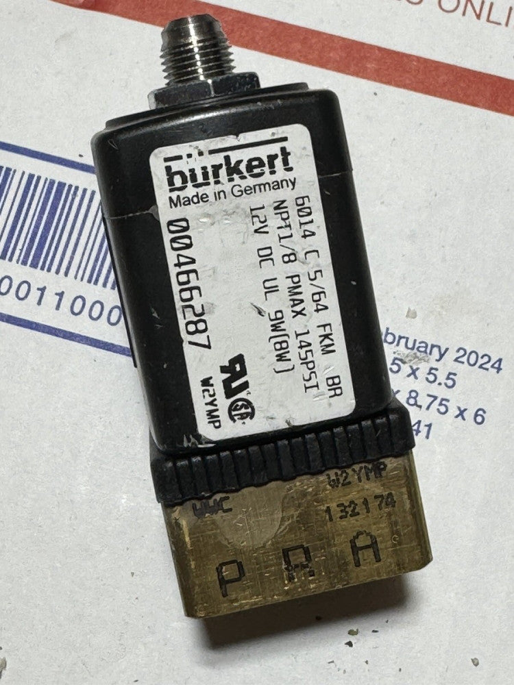 New Old Stock  | Burkert Pneumatic Solenoid Valve 12VDC 145psi 1/8" NPT 00466287