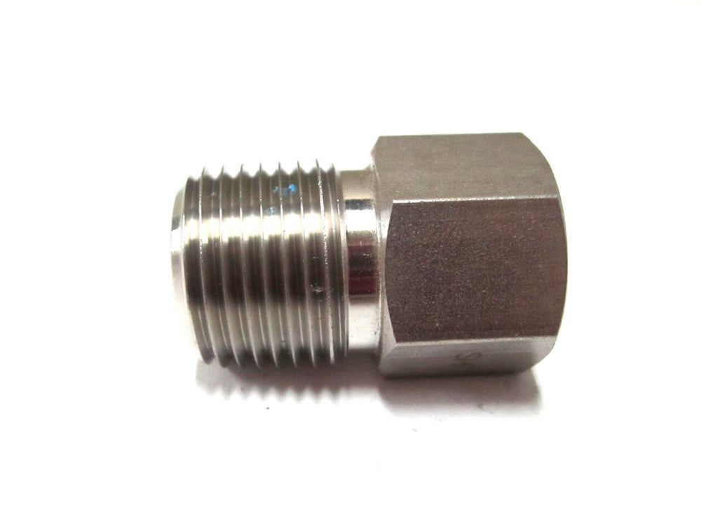 (SS-5405-08-08) 1/2" Female x Male Pipe Rigid Stainless Straight Adapter