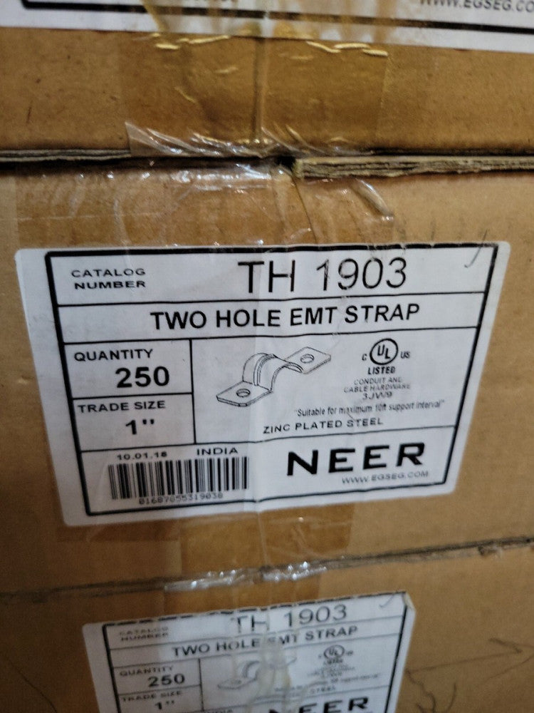 1 - BOX Neer TH1903 EMT STRAP 2 TWO HOLE 1'' NEW OLD STOCK ** Box of 250 **