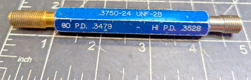 Tanfel 3/8-24/ .3720 UNF-2B Taperlock GO NOGO Thread Plug Gage USED [OF12]