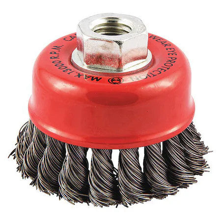 Zoro Select 66254442952 Cup Brush, Wire 0.020" Dia., Carbon Steel, Max. Rpm:
