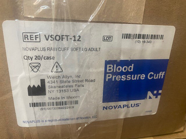 (Case of 20) Welch Allyn VSOFT-12  NovaPlus Raw Cuff, SOFT, LG ADULT 