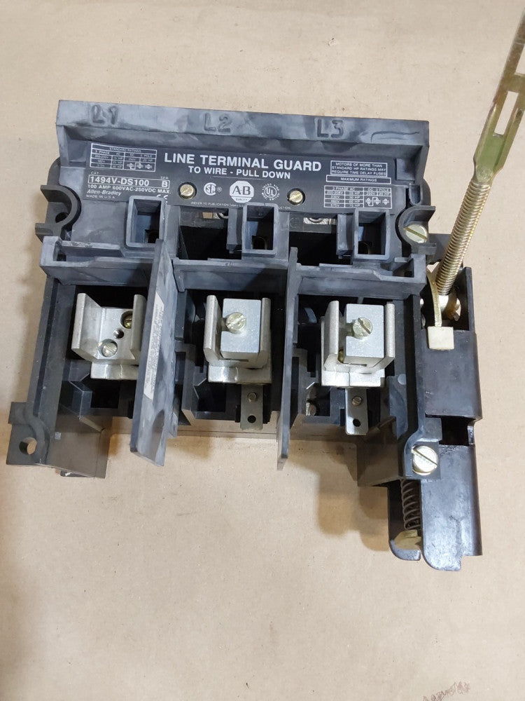 ALLEN BRADLEY 1494V-DS100 /A DISCONNECT SWITCH 100A 600VAC 250VDC (Missing Lug)