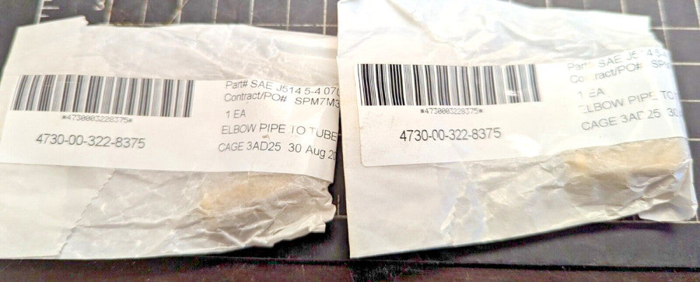 (2) 5-4 CTX-B Parker / 2024-4-5B Aeroquip Triple-Lok 37° 90° Elbow 5/16”[C2S3]