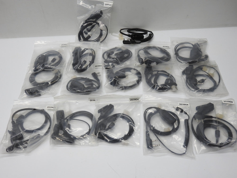 (18) 203904 Headset Surveillance w/ PTT Connector Style K1 Kenwood Two-Wire PTT