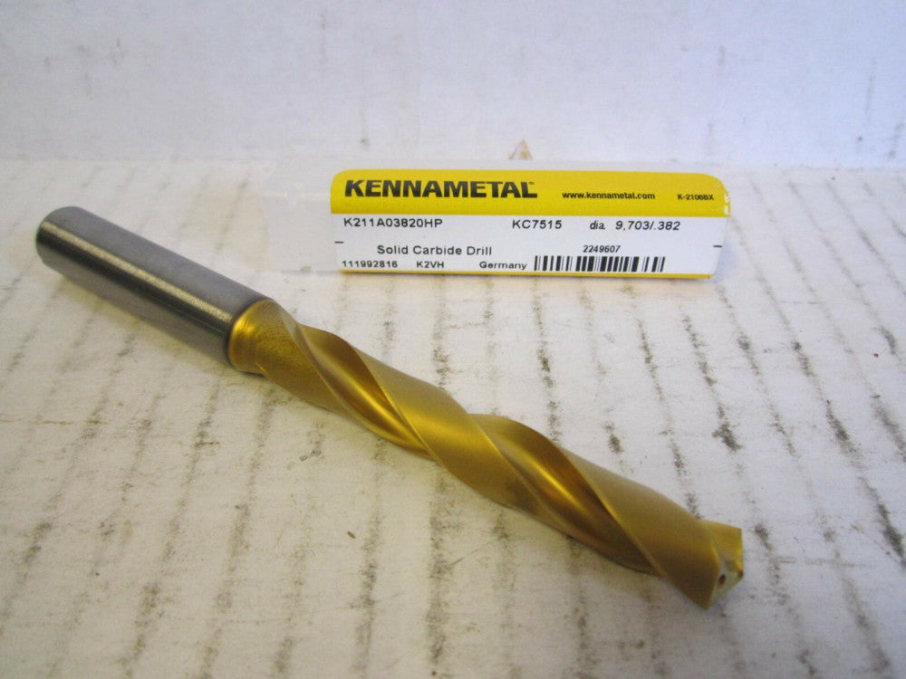 Kennametal K211A-HP 9.70mm Jobber Length Solid Carbide Drill Bit 