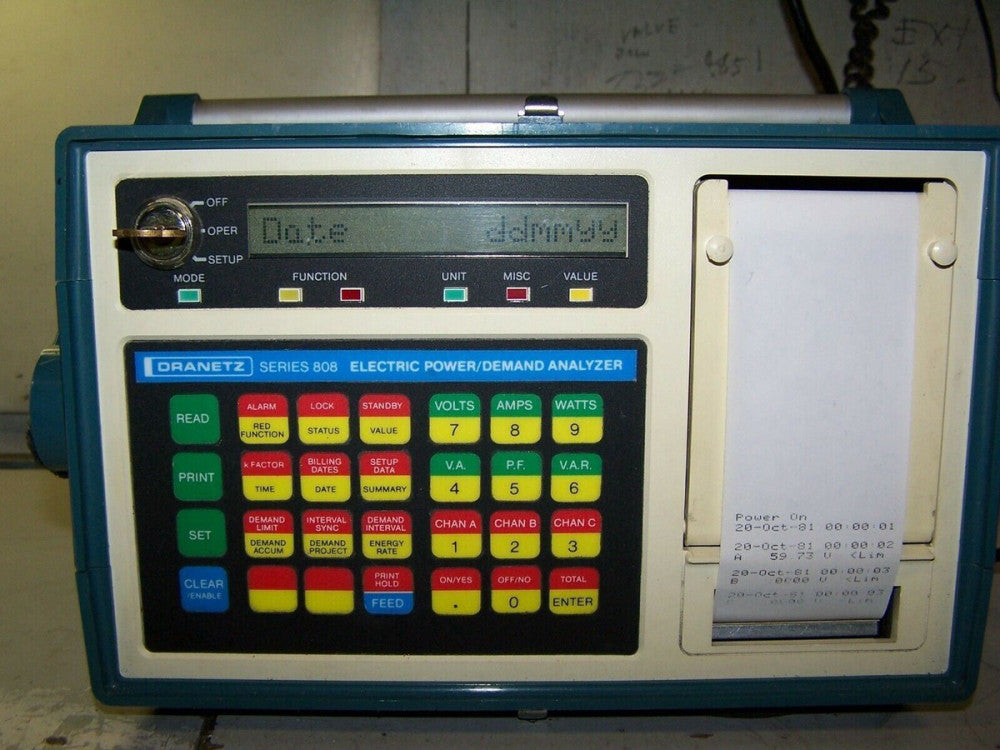 DRANETZ SERIES 808 ELECTRIC POWER DEMAND ANALYZER 105-125V RMS 47-65Hz 10W MAX 
