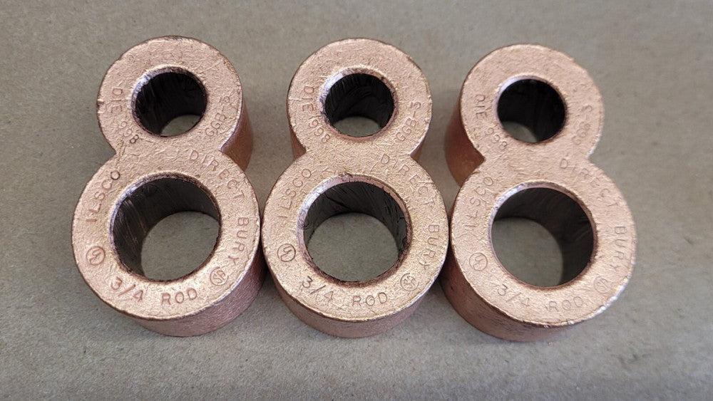 Lot of 3 Ilsco GGB-3 Direct Bury Copper Ground Grid Connectors 3/4" Rod