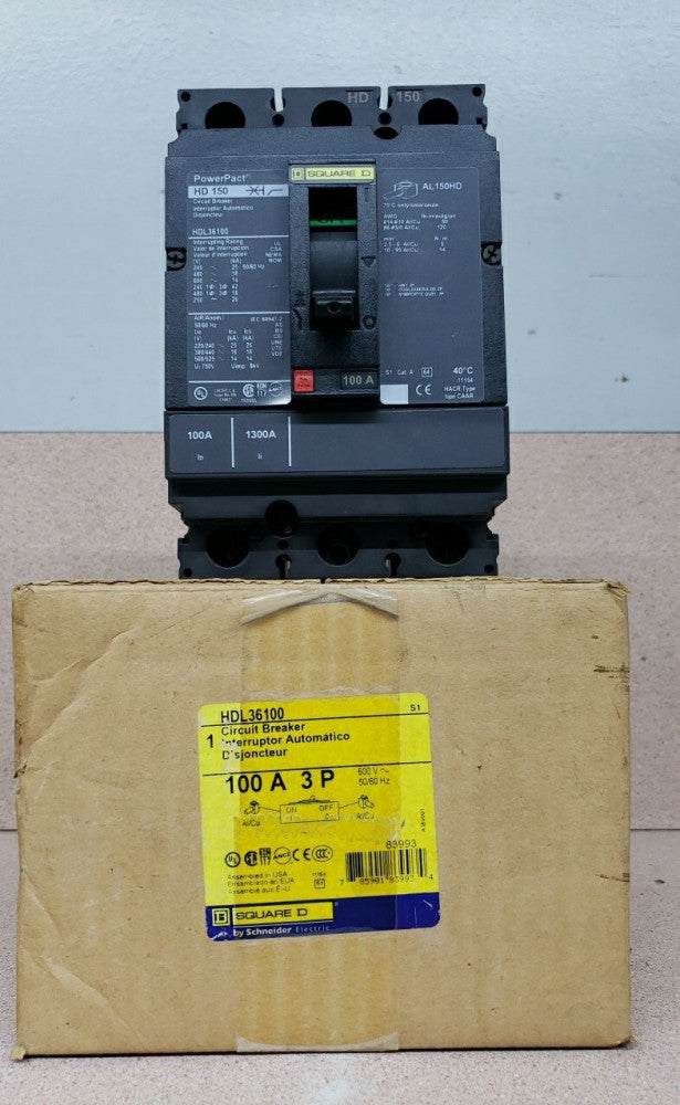 New Open Box! Square D HDL36100 Circuit Breaker 3 Pole 100 Amp