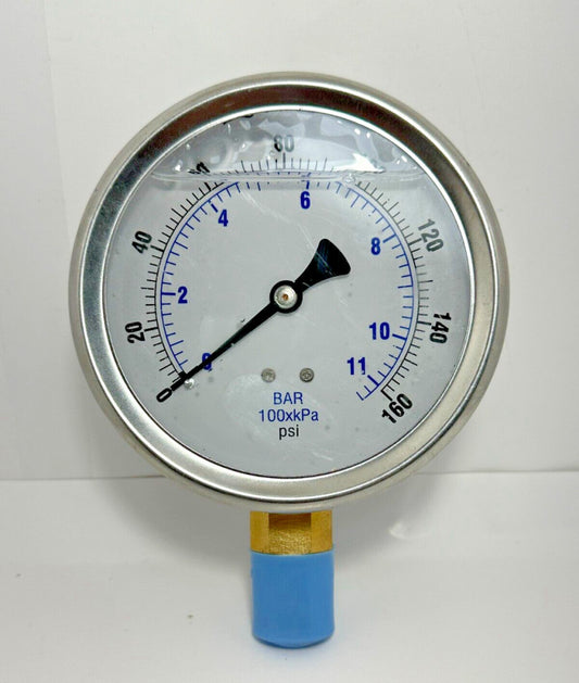 4" Dial Liquid Filled Pressure Gauge 0-160 psi KC-E24 Lower Mount 20TV72